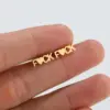 PVD Coated 18K Gold Real Gold Plated Letter 304 Stainless Steel Fashion Waterproof Non Tarnish Ear Studs