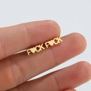 PVD Coated 18K Gold Real Gold Plated Letter 304 Stainless Steel Fashion Waterproof Non Tarnish Ear Studs