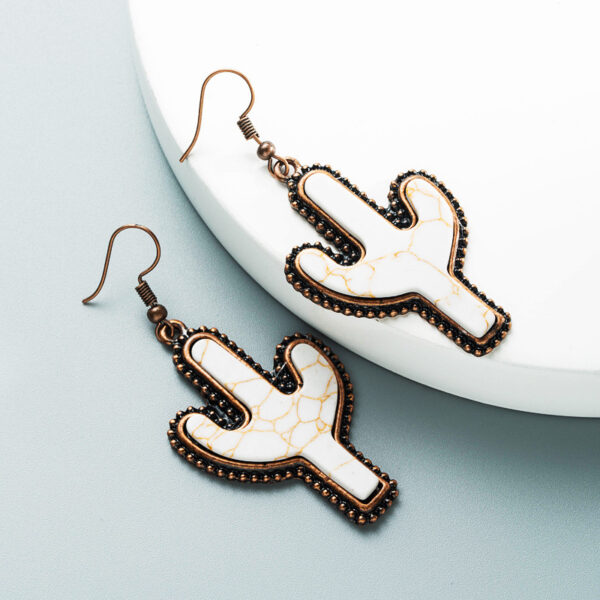 Wholesale Cross-border Amazon independent station Western style cactus earrings creative turquoise personality exaggerated earrings