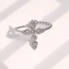 Wholesale Hot-Selling Stainless Steel Ring Personality Retro Cross Inlaid Diamond Open Ring 18k Gold Titanium Steel Jewelry For Women
