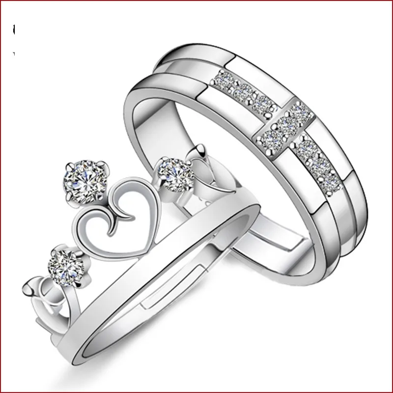 Wholesale Couple Copper Patchwork Flocking Plating Crown Shell Zircon Wedding Jewelry