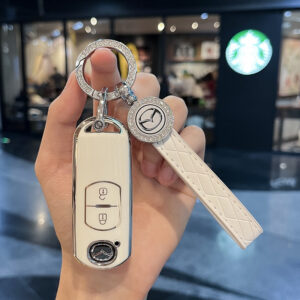 Mazda B- Smart 2 Key [White Single Shell] + Car Label Leather Rope