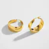 Wholesale PVD Coated 18K Gold Real Gold Plated Solid Color 201 Stainless Steel Fashion Waterproof Non Tarnish Hoop Earrings