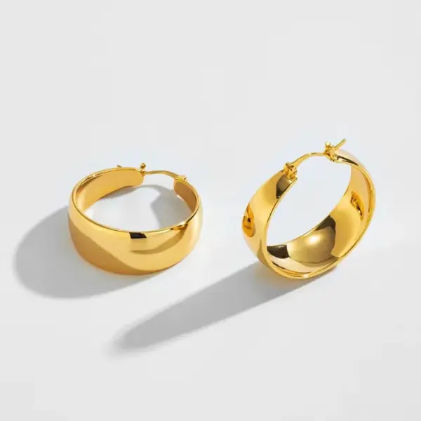 Wholesale PVD Coated 18K Gold Real Gold Plated Solid Color 201 Stainless Steel Fashion Waterproof Non Tarnish Hoop Earrings