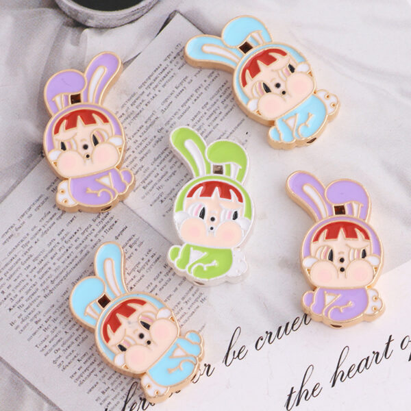 Wholesale Cartoon Rabbit Alloy Straight Hole DIY