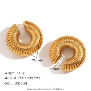 30mm Hollow Thread Ear Clip-Gold
