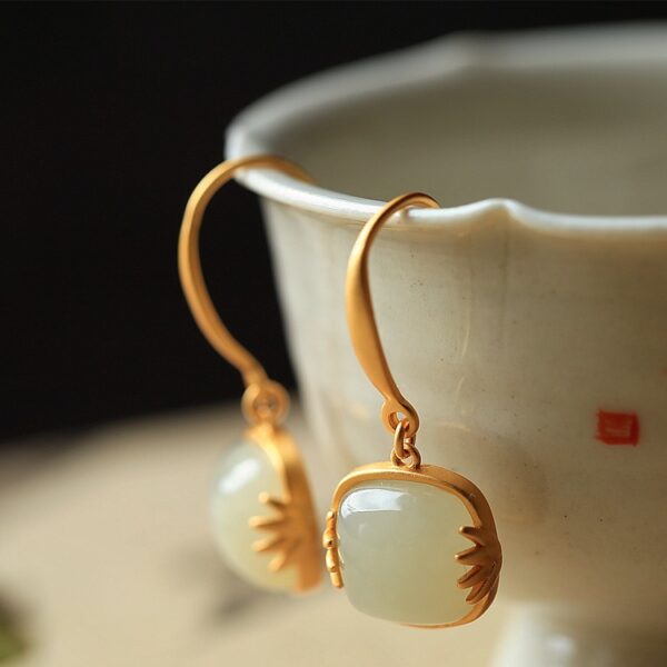 oly-c5c04928b6ce679c0422e30dffc108ea Wholesale Ancient Gold Hetian Jade Sugar Earrings Women's National Style Mother's Day Gift Earrings