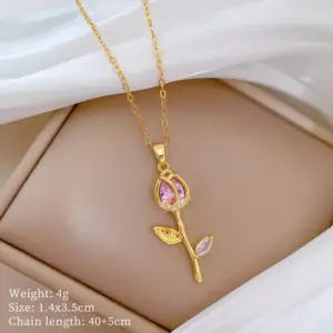 A511 Powder Titanium Steel Chain Copper Micro Inlay Pendant