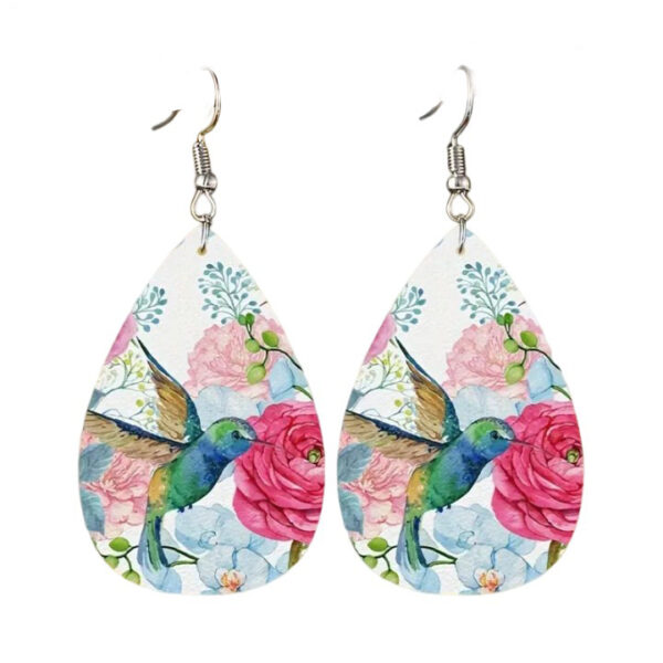 Wholesale Cross-border New Retro Tree of Life Distinctive Earrings Double-sided PU Printed Leather Earrings Trendy All-match Earrings