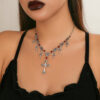 Wholesale Retro Gothic style blood dripping tassel cross multi-layer necklace