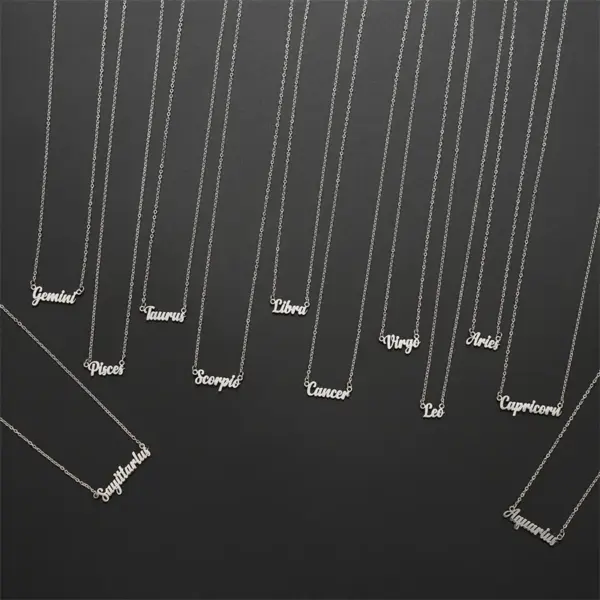 PVD Coated 18K Gold Real Plated Letter Constellation 201 Stainless Steel Basic Simple Style Commute Waterproof Non Tarnish Pendant Necklace