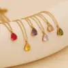Wholesale PVD Coated 18K Gold Real Gold Plated Water Droplets 304 Stainless Steel Simple Style Commute Waterproof Non Tarnish 304 Stainless Steel Pendant Necklace