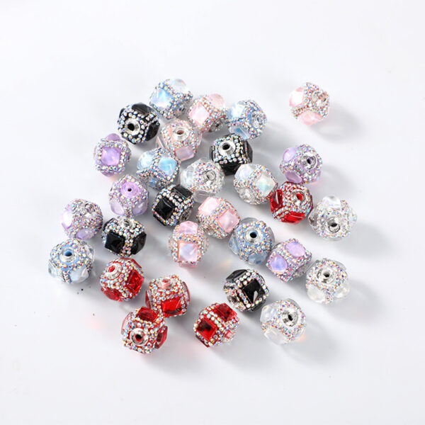 Wholesale Diamond Bead Square Mocha Beaded Pen Accessories DIY Mobile Phone Chain Factory Direct Sales Pendant Geometric Elements