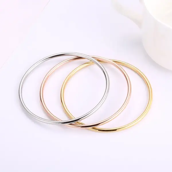Wholesale PVD Coated 18K Gold Plated Rose Gold Plated Real Gold Plated Solid Color Titanium Steel Simple Style Waterproof Non Tarnish 304 Stainless Steel Bangle