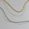 Wholesale PVD Coated Real Gold Plated 18K Gold Solid Color 304 Stainless Steel Simple Style Waterproof Non Tarnish 304 Stainless Steel Layered Necklaces