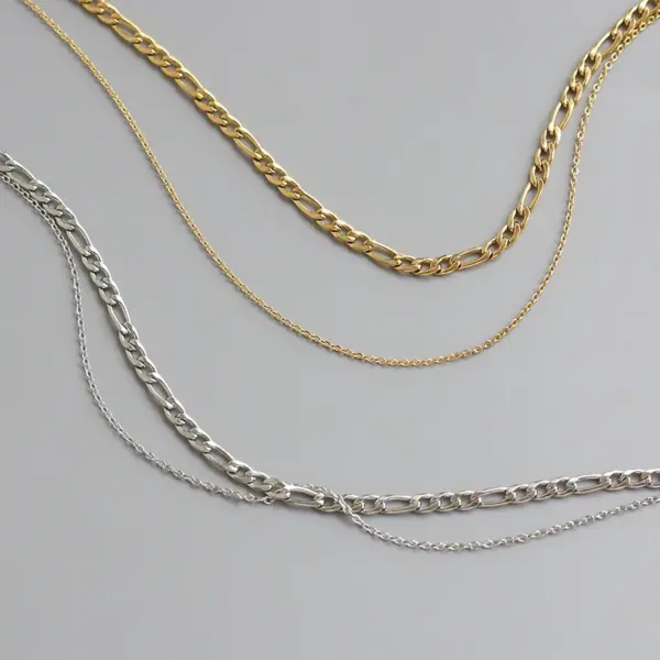 Wholesale PVD Coated Real Gold Plated 18K Gold Solid Color 304 Stainless Steel Simple Style Waterproof Non Tarnish 304 Stainless Steel Layered Necklaces