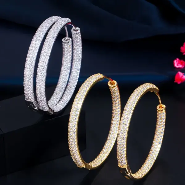 1 Pair Vintage Style Circle Solid Color Plating Inlay Copper Zircon Gold Plated Hoop Earrings