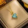 Wholesale PVD Coated Real Gold Plated Heart Shape Stainless Steel Classic Style Waterproof Non Tarnish Titanium Steel Pendant Necklace