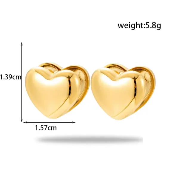 Wholesale PVD Coated Round Heart Shape 304 Stainless Steel Simple Style Waterproof Non Tarnish Earrings
