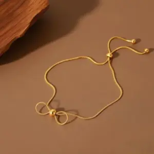J05073-Pull Bowknot-Anklet- Gold