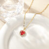 Wholesale European and American Cross-Border Hot Selling Twelve Birthstone Necklaces, High-End Neck Ornaments, Micro-Encrusted Zircon Love-Shaped Clavicle Chains