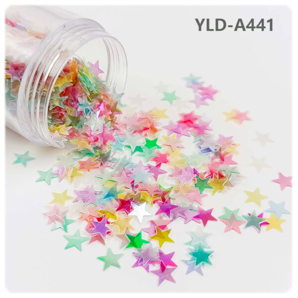 Wholesale YALEDUO oil color 7MM five-inted star DIY oil painting sequins starry sky spread five-inted star golden light plane without holes
