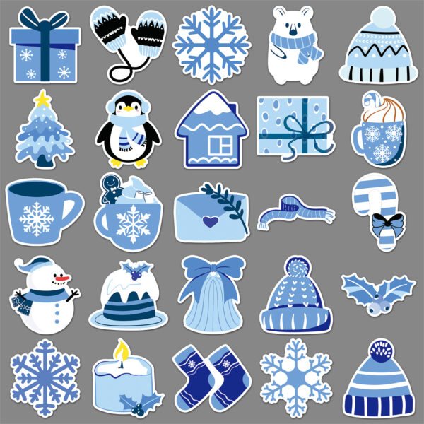 Wholesale 50pcs/pack blue winter cartoon Christmasstickers