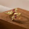 Wholesale Simple Style Geometric Color Block Copper 18k Gold Plated Zircon Open Rings In Bulk