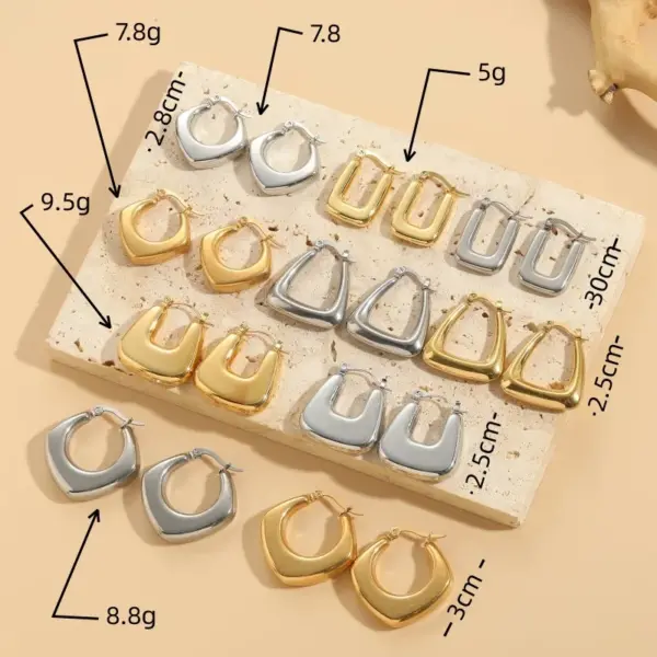 Wholesale 304 Stainless Steel Triangle Square PVD Coated Elegant Retro Hollow Out Gold Earrings