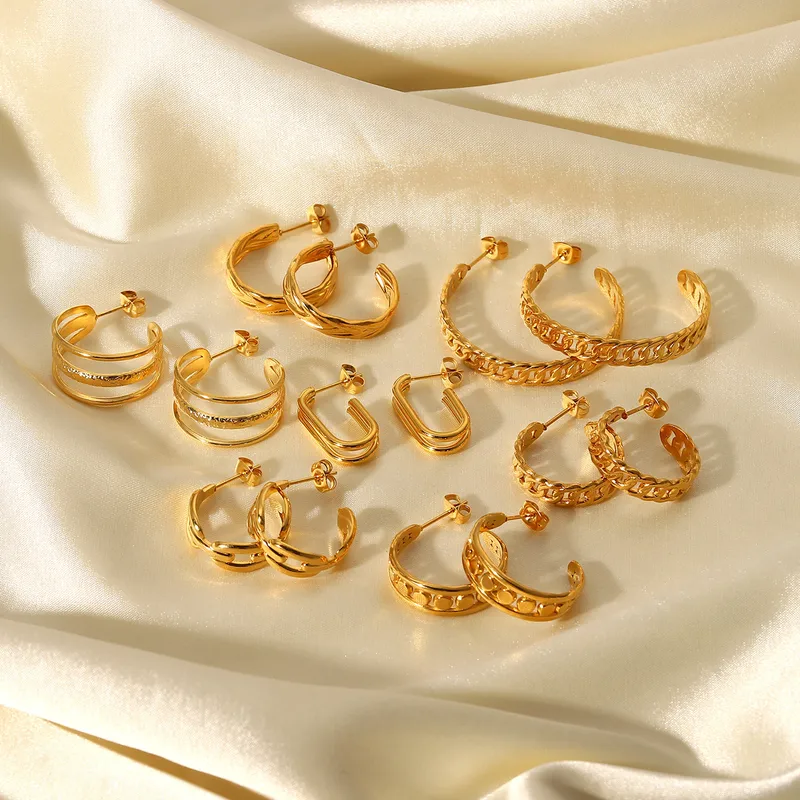 Wholesale Fashion Geometric Plating 304 Stainless Steel No Inlaid Earrings