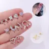 1 Pair 316L Stainless Steel Copper Zircon Ear Cartilage Rings & Studs Geometric Waterproof Non Tarnish Surgical Steel Women'S