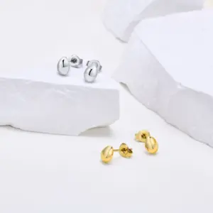 Wholesale PVD Coated Gold Plated Water Droplets 304 Stainless Steel Simple Style Waterproof Non Tarnish 304 Stainless Steel Ear Studs
