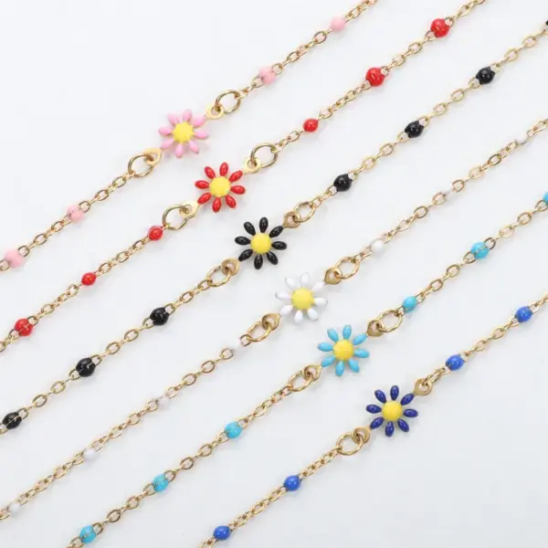 Wholesale Cute Sweet Flower 304 Stainless Steel Bracelets In Bulk