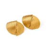 Wholesale 304 Stainless Steel Stripe PVD Coated 18K Gold Plated Retro Plating Gold Earrings