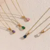 Wholesale PVD Coated Real Gold Plated 18K Gold Water Droplets 304 Stainless Steel Fashion Waterproof Non Tarnish 304 Stainless Steel Pendant Necklace