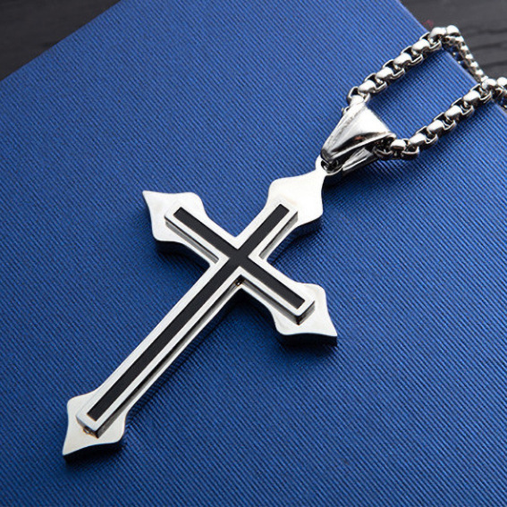 Wholesale Ebay AliExpress Hot Supply Stainless Steel Necklace Classic Cross Pendant Couple Necklace
