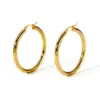 Wholesale PVD Coated Real Gold Plated 18K Gold Circle 304 Stainless Steel Casual Modern Style Waterproof Non Tarnish Hoop Earrings