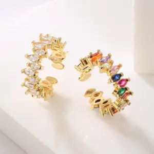 Wholesale Fashion Geometric Copper Gold Plated Zircon Open Ring 1 Piece