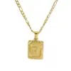 Wholesale PVD Coated 18K Gold Plated Letter Rectangle 304 Stainless Steel Titanium Steel Fashion Waterproof Non Tarnish 304 Stainless Steel Pendant Necklace