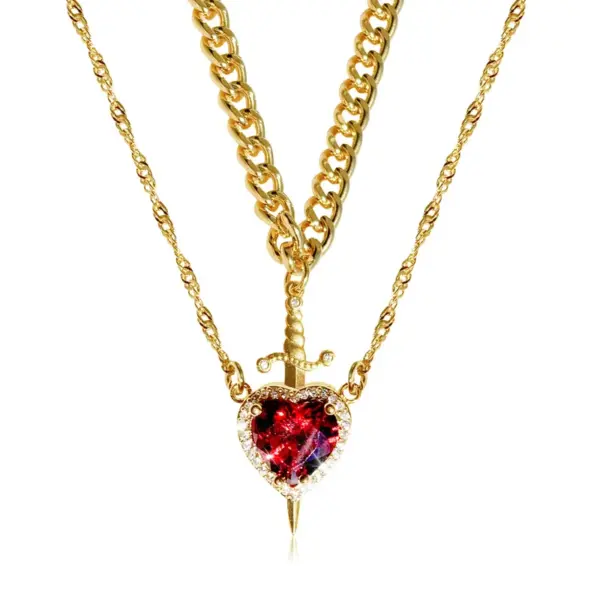 Wholesale Jewelry Casual Elegant Lady Geometric Heart Shape 304 Stainless Steel Copper Plating Necklace Cuban Link Chain Curb Chain Cable Chain