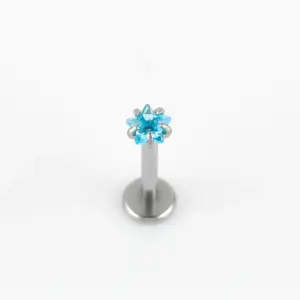 Lake Blue Zirconium Pentagram / 1.2*8 * 3mm