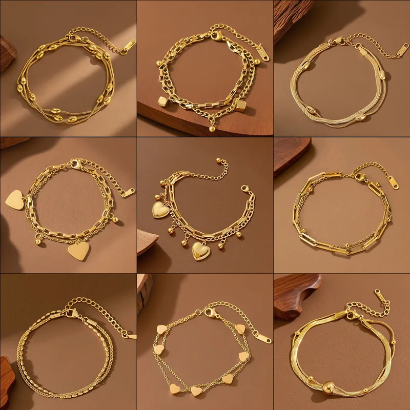 Wholesale New Fashionable 304 Stainless Steel Bracelet For Women Non-Fading Personality Stainless Steel Jewelry Geometric Pattern Luxury Style