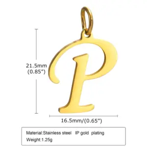 Gold (Single Pendant without Chain) / Letter P