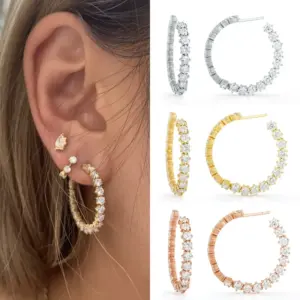 Wholesale 1 Pair Elegant Simple Style Circle Plating Inlay Copper Zircon Ear Studs