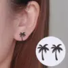 PVD Coated 18K Gold Real Gold Plated Coconut Tree 304 Stainless Steel Simple Style Waterproof Non Tarnish Ear Studs