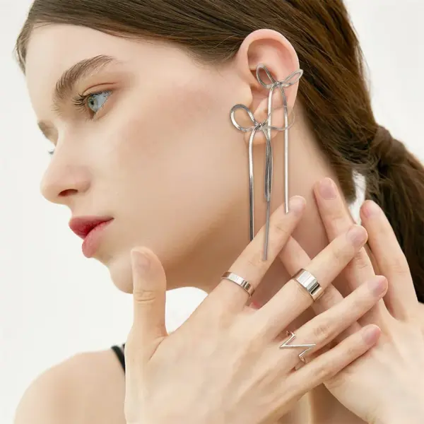 Wholesale 1 Pair Sweet Bow Knot Plating Copper Drop Earrings