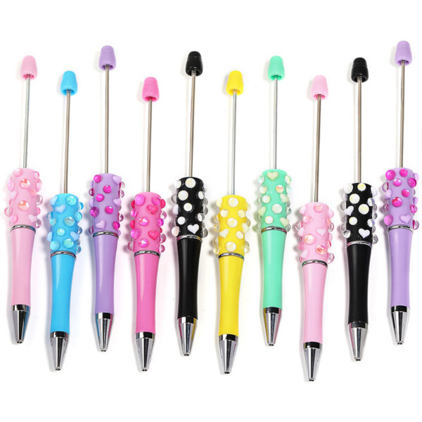 oly-c639c084554f7543d88b780b32bf7c9c Wholesale Cross-border heavy industry love people fish beads rhinestone handmade diy beaded pen bead pen ball pen in stock
