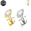 Wholesale 1 Piece Belly Rings Casual Simple Style Geometric Pure Titanium Titanium Alloy Plating Zircon 14K Gold Plated White Gold Plated