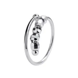Double-layer cut beads silver / Adjustable opening