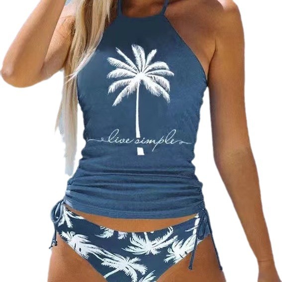 oly-c63cb3dd2bb733223366eaf427d25fbc Wholesale 2024 New Cross-border Bikini European and American Women's Conservative Print Split Colorful Multicolor Diverse Swimsuit BIKINI